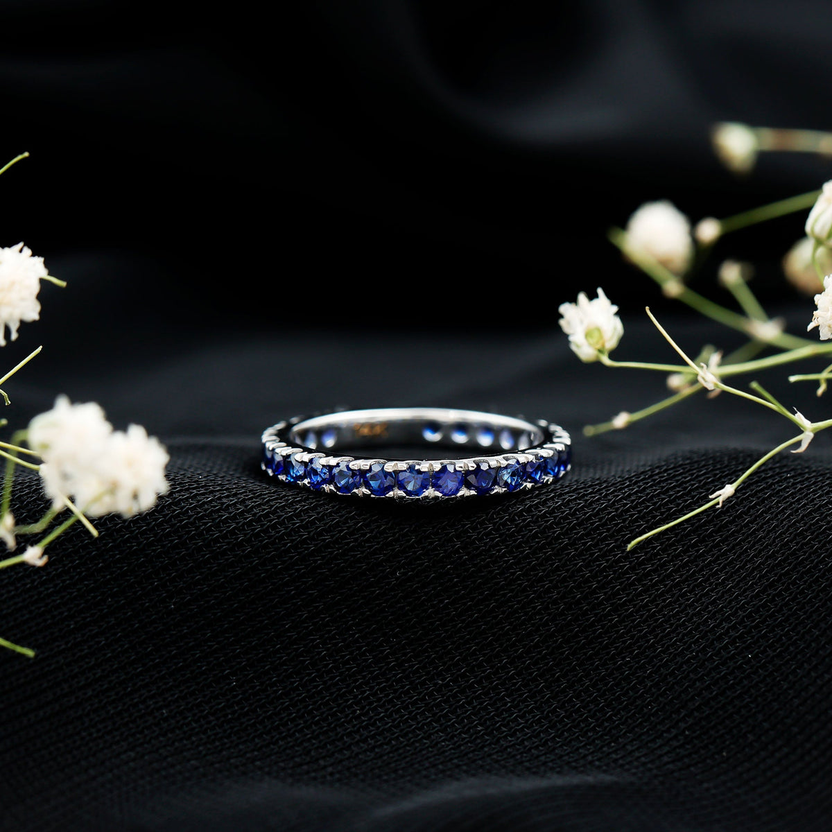 Certified Lab Grown Blue Sapphire Eternity Ring for Women