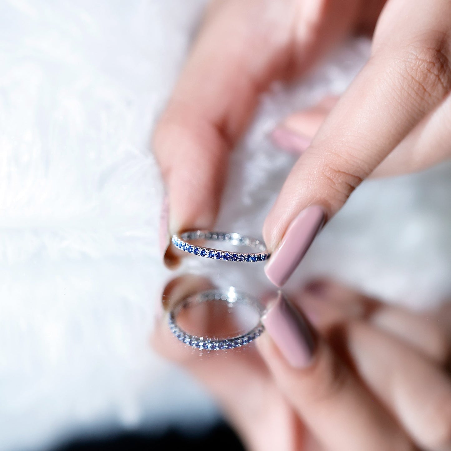 Certified Lab Grown Blue Sapphire Eternity Ring for Women