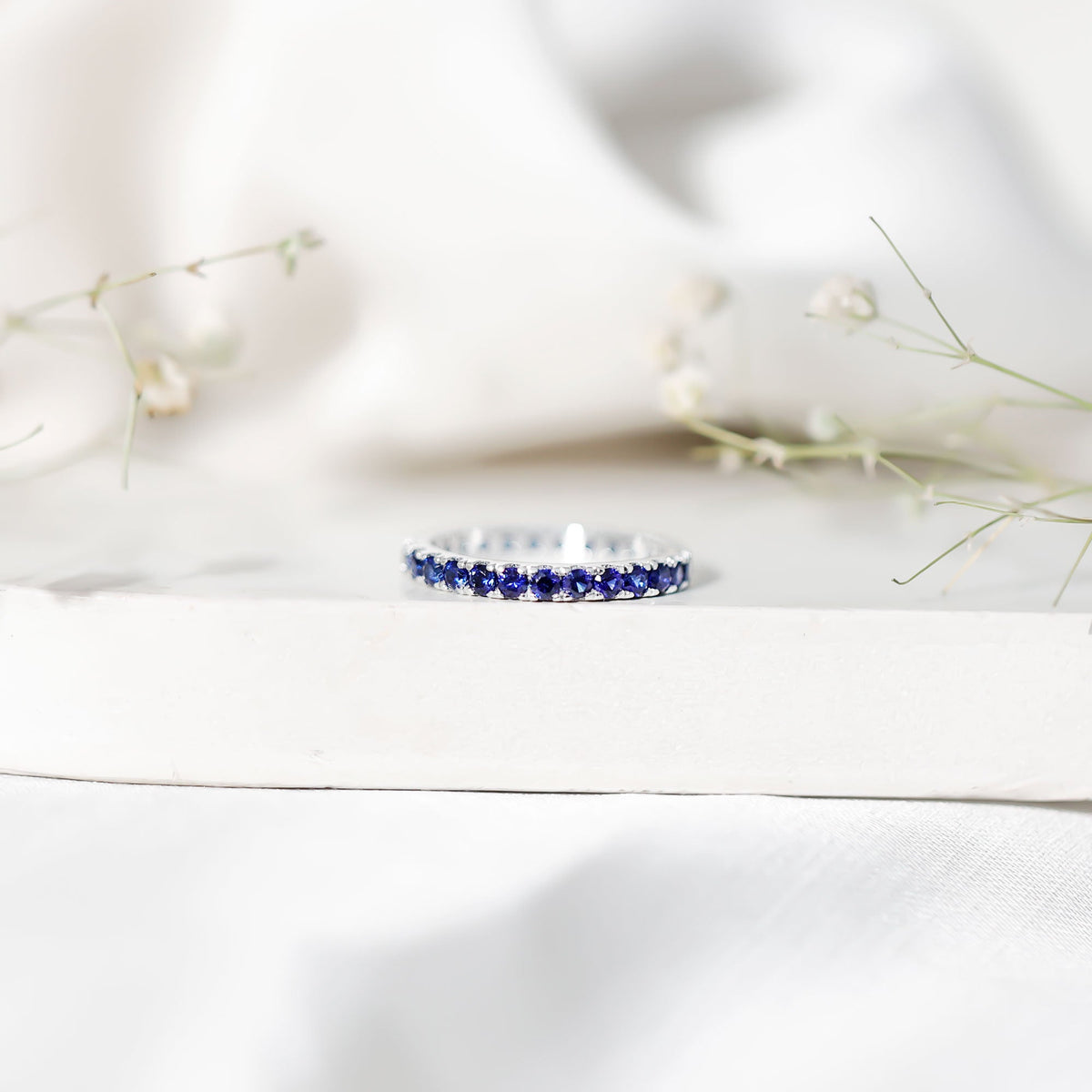 Certified Lab Grown Blue Sapphire Eternity Ring for Women