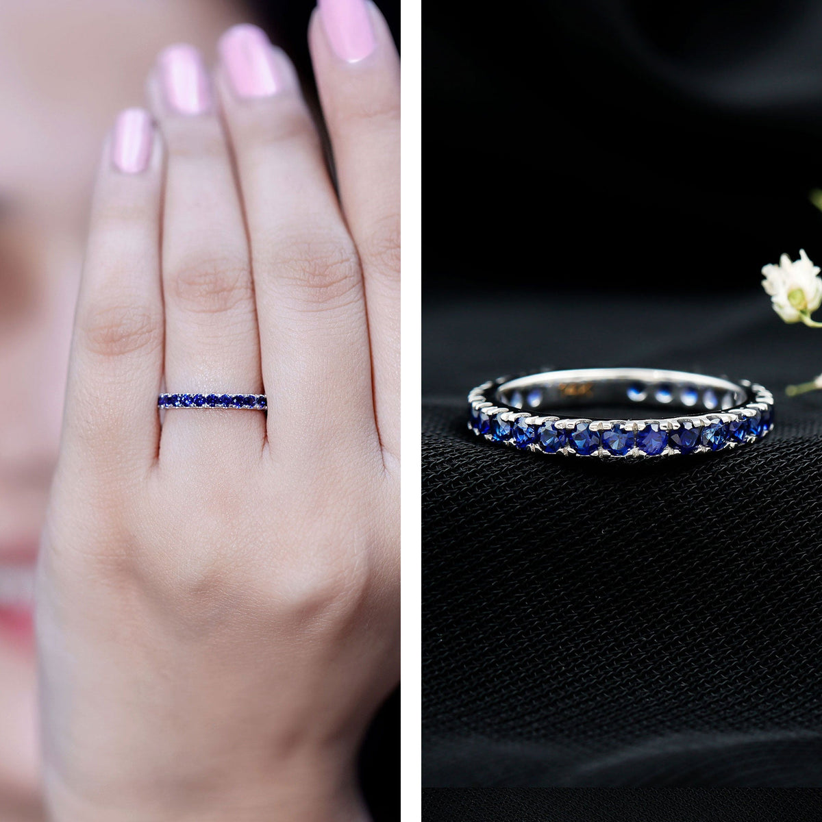 Certified Lab Grown Blue Sapphire Eternity Ring for Women