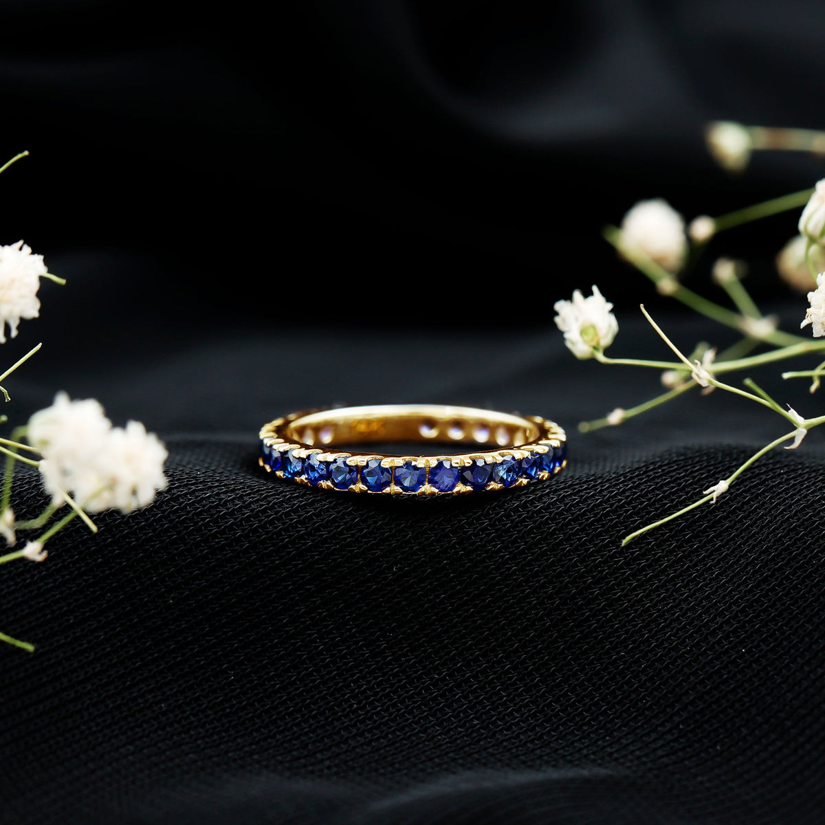 Certified Lab Grown Blue Sapphire Eternity Ring for Women