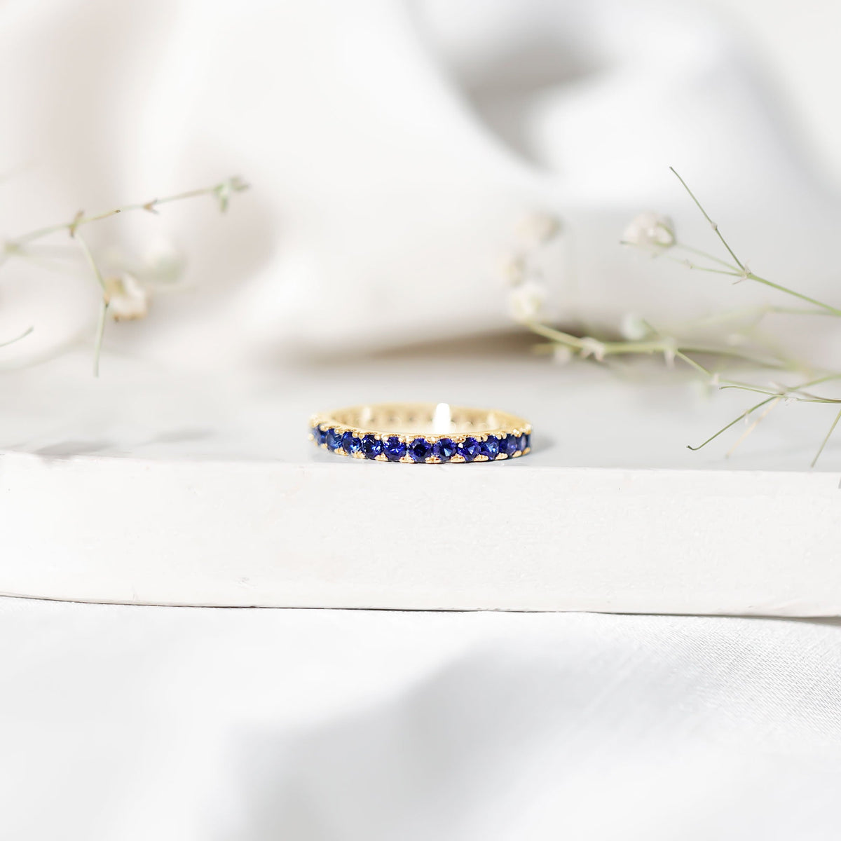 Certified Lab Grown Blue Sapphire Eternity Ring for Women