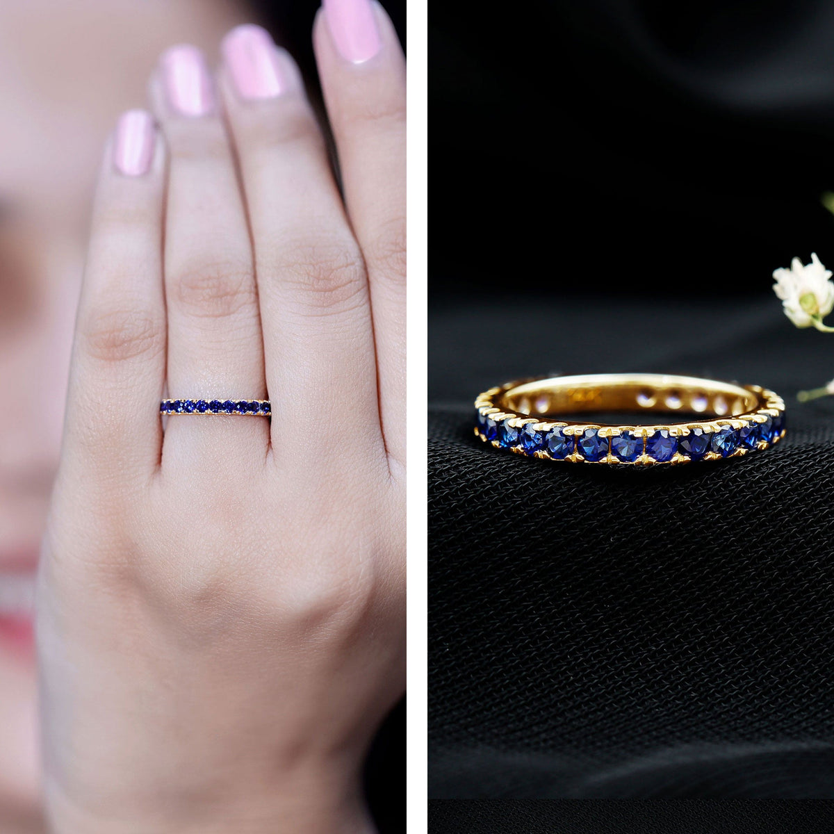 Certified Lab Grown Blue Sapphire Eternity Ring for Women
