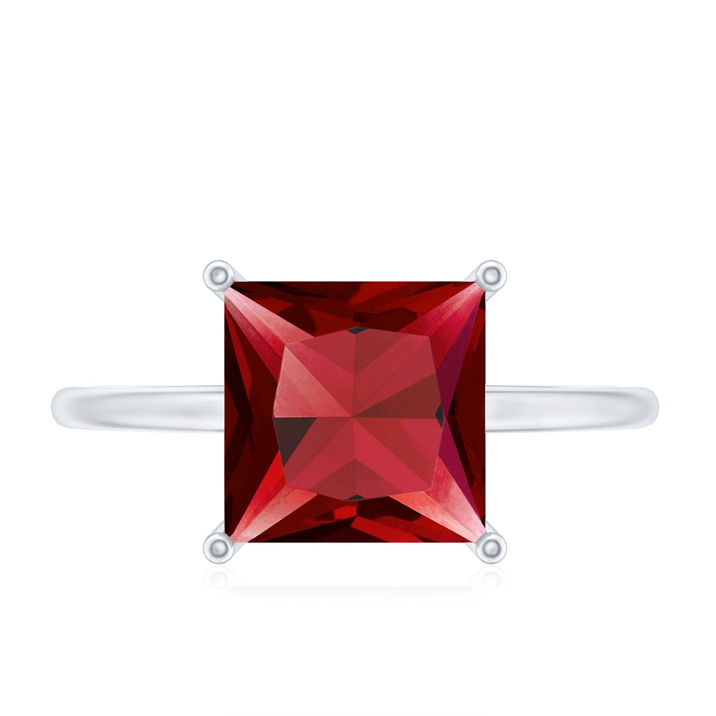 2.5 Carat Princess Cut Lab Created Ruby Solitaire Ring