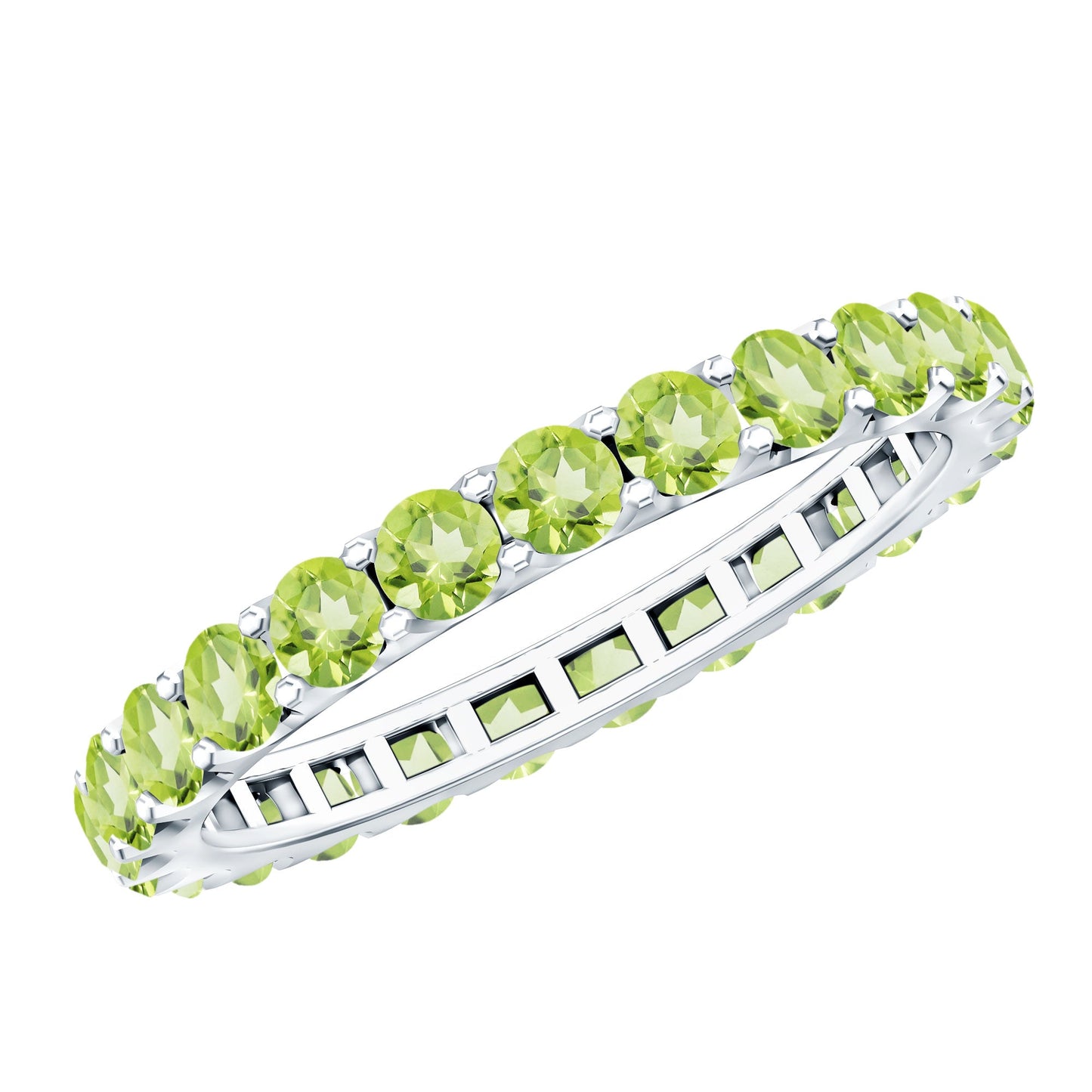 Natural Green Peridot Eternity Ring With Certificate