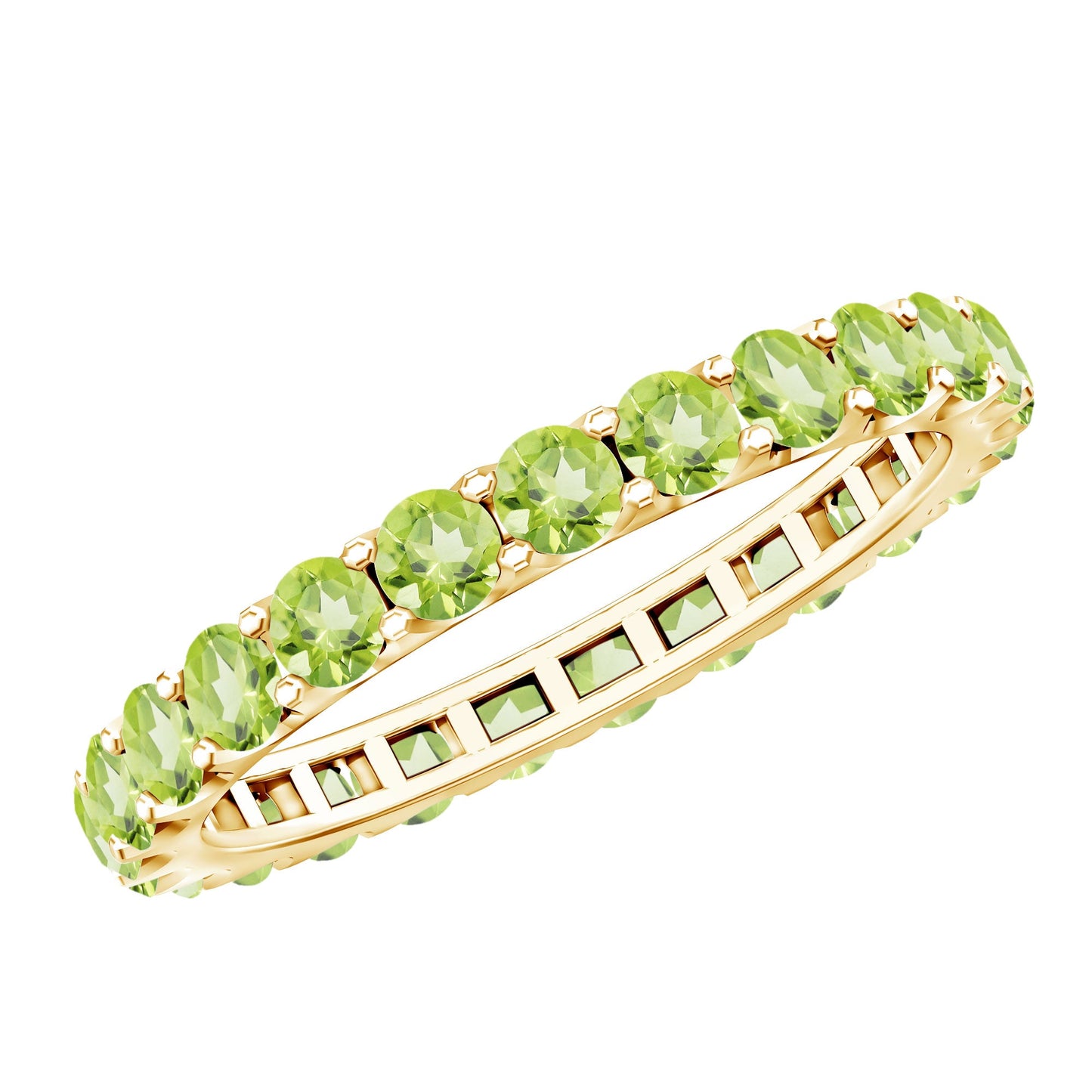 Natural Green Peridot Eternity Ring With Certificate