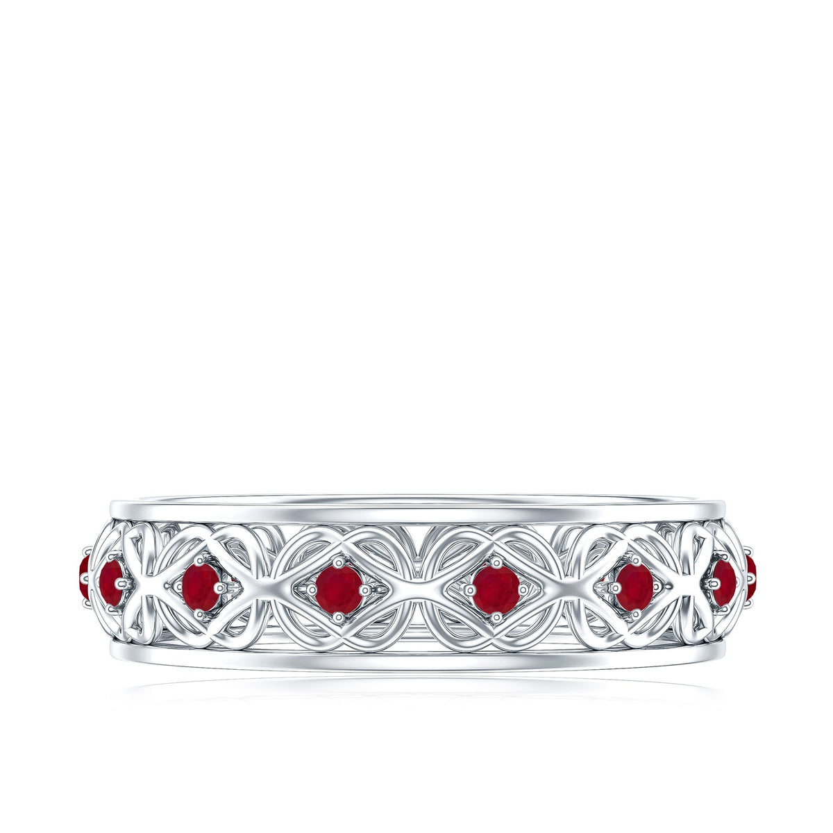 Natural Ruby Celtic Knot Wedding Band for Women