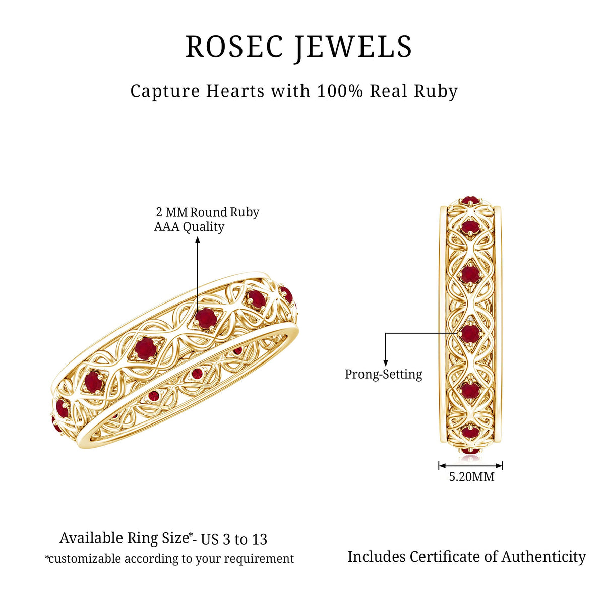 Natural Ruby Celtic Knot Wedding Band for Women