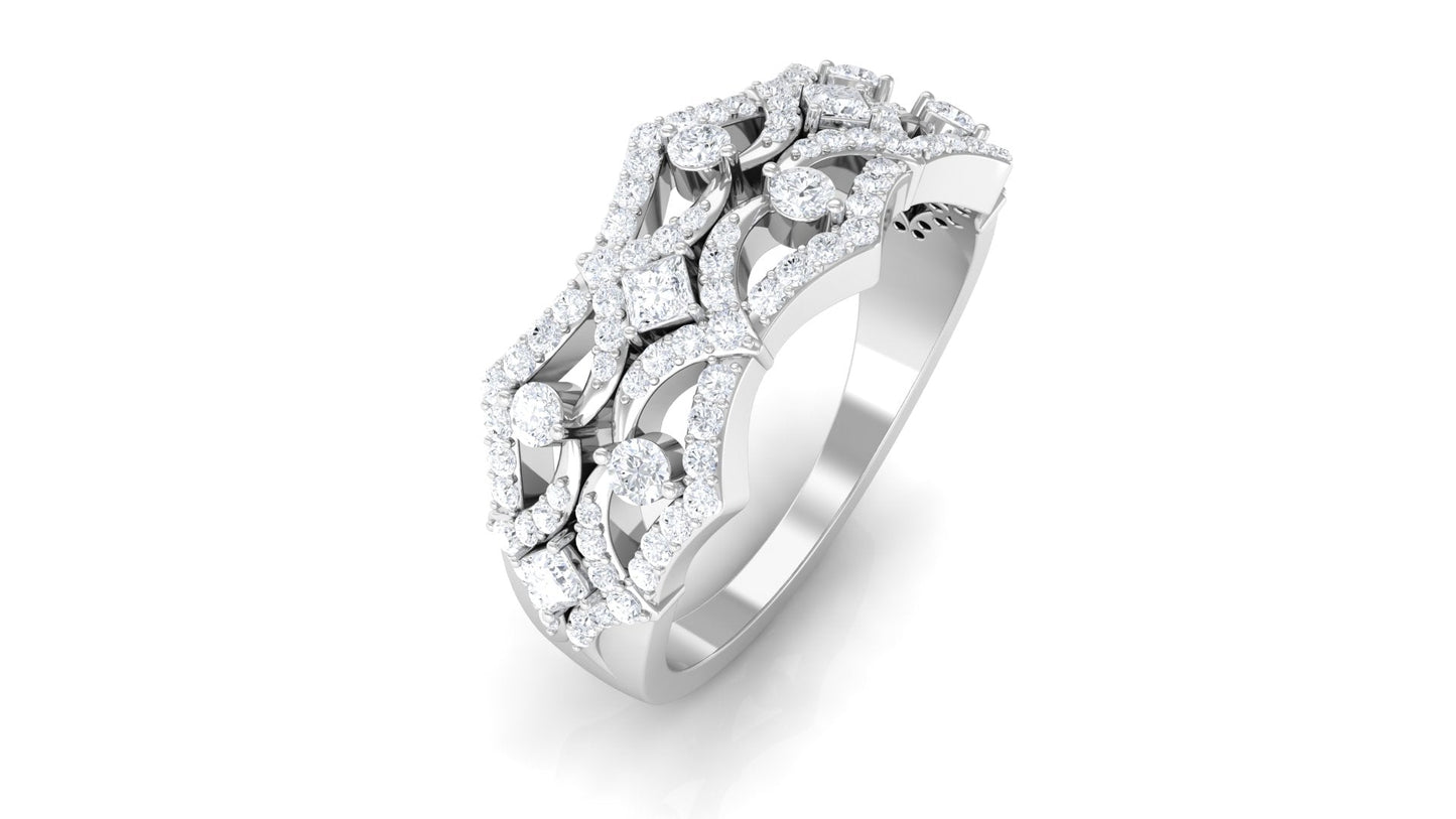 Art Deco Inspired Diamond Wedding Band for Women