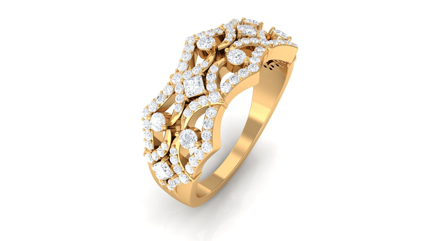 Art Deco Inspired Diamond Wedding Band for Women