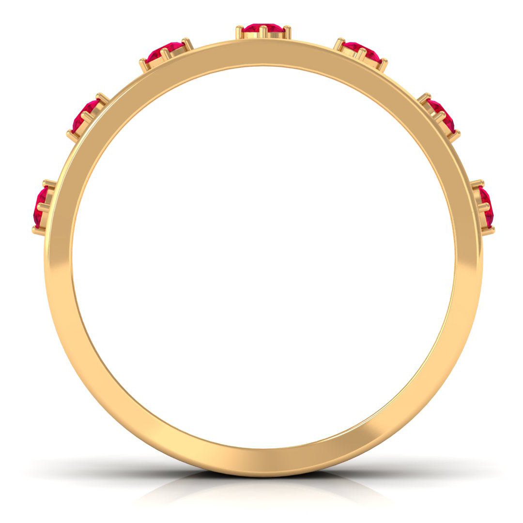 Vintage Inspired Ruby Half Eternity Anniversary Band Ring