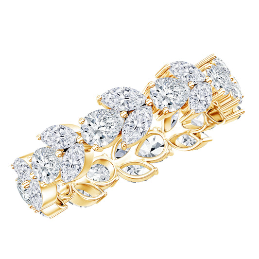 Certified Moissanite Leaf Eternity Band Ring for Women