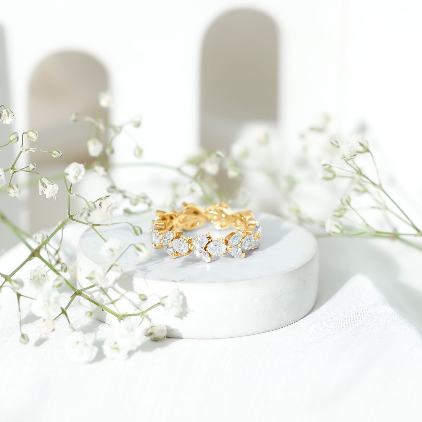 Certified Moissanite Leaf Eternity Band Ring for Women