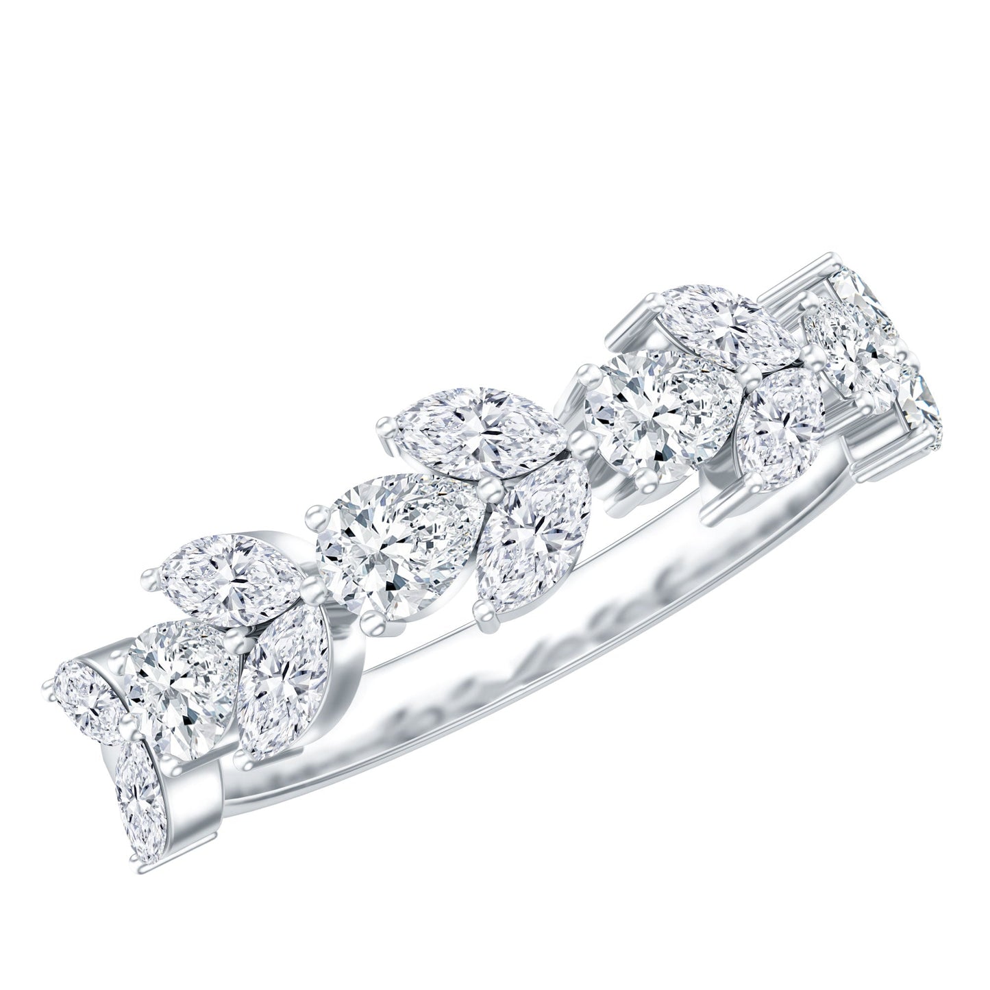 Marquise and Pear Cut Moissanite Half Eternity Band