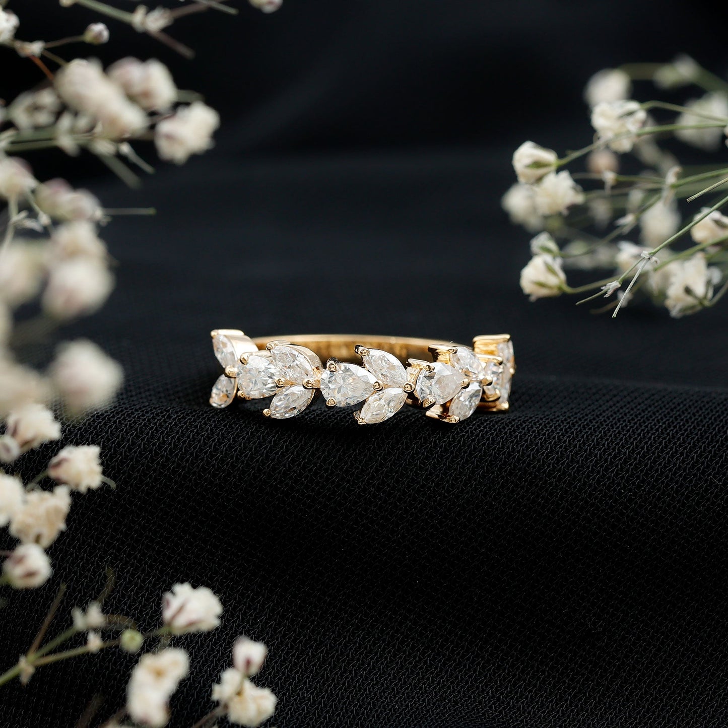 Marquise and Pear Cut Moissanite Half Eternity Band