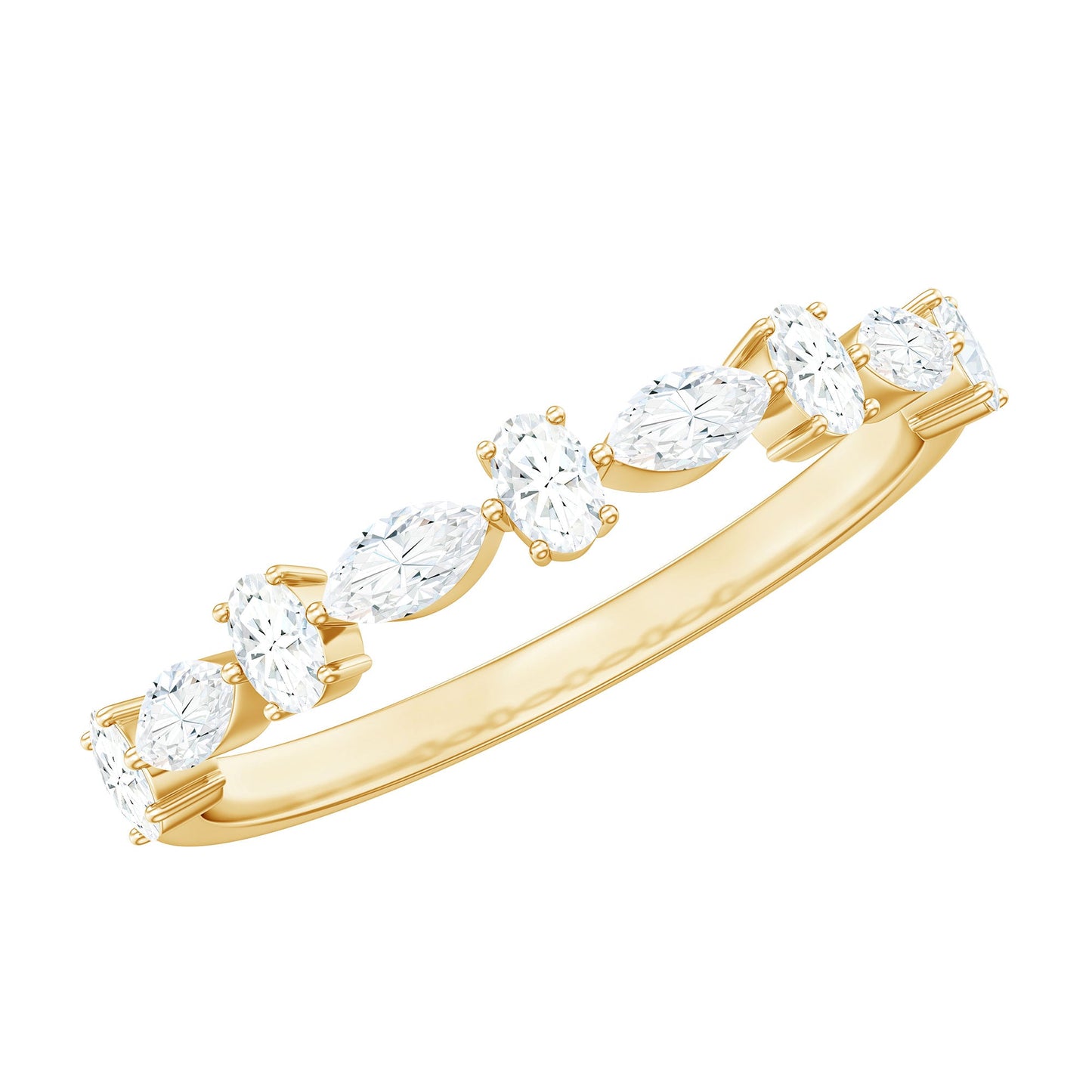 Marquise and Oval Shape Moissanite Half Eternity Ring