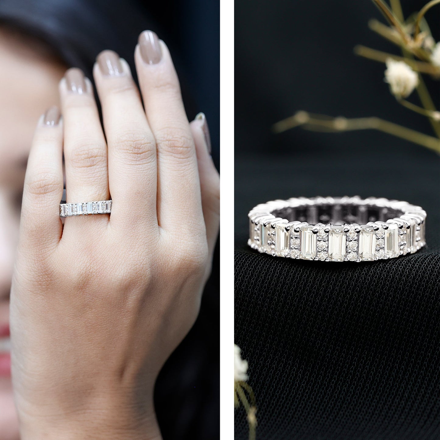 Certified Moissanite Wedding Anniversary Band for Women