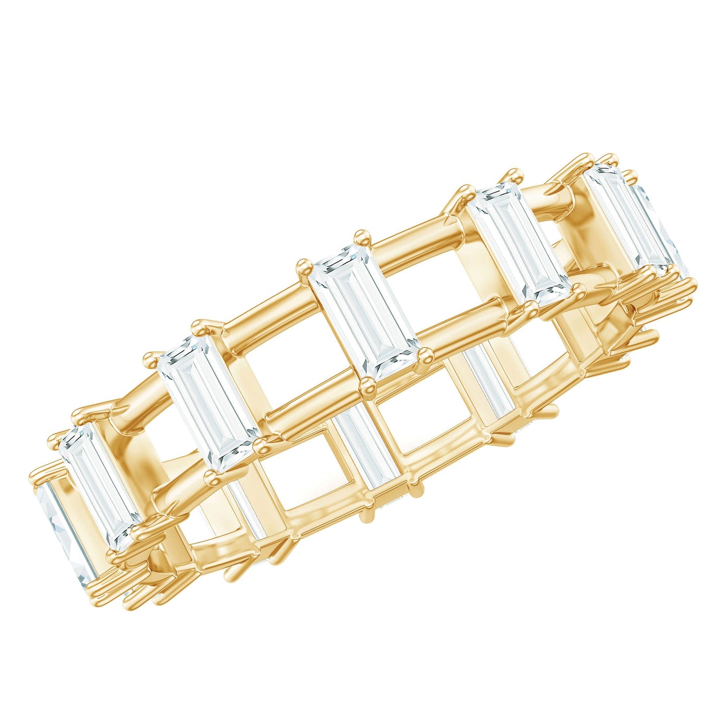 Moissanite Baguette Wedding Band with Certificate