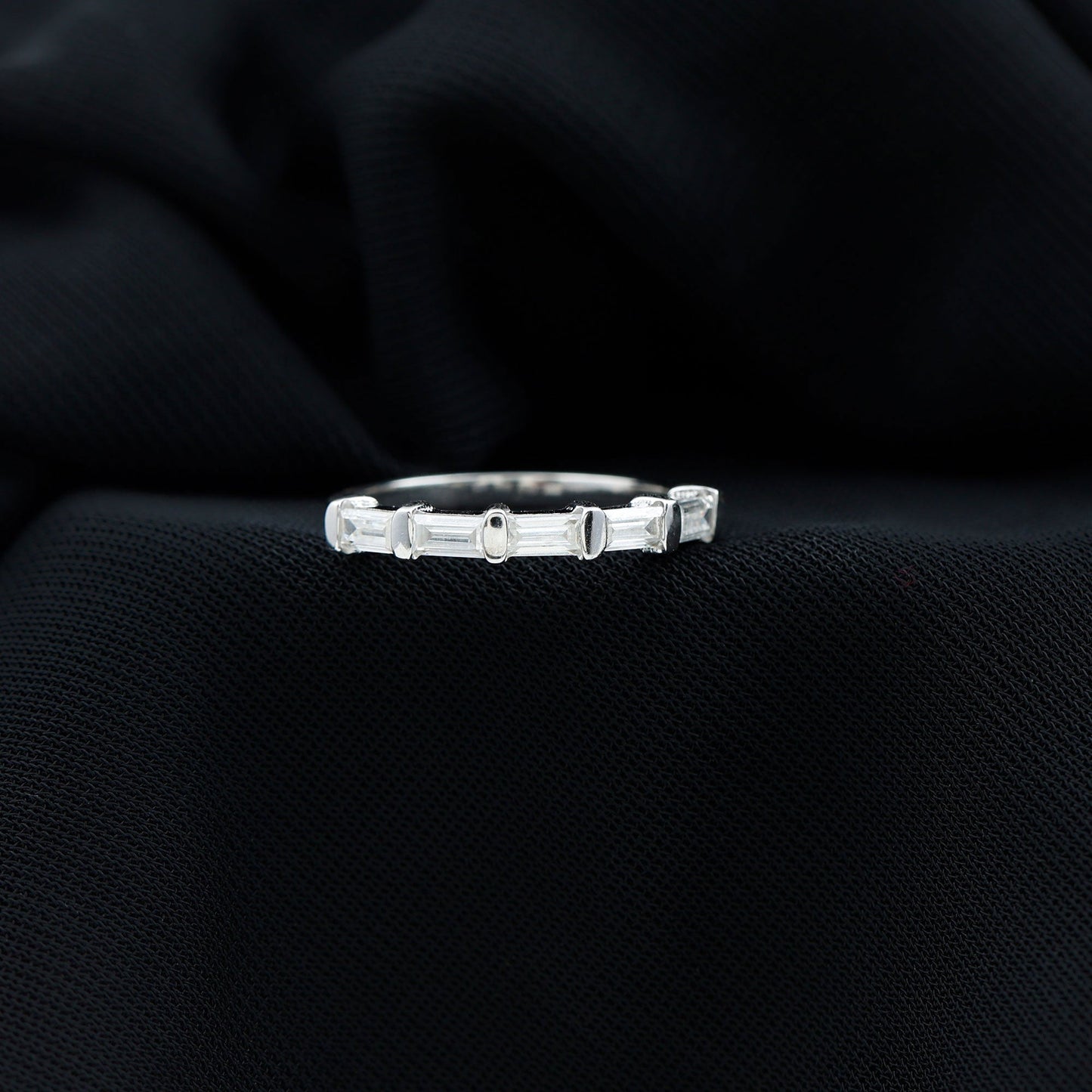 East West Set Moissanite Half Eternity Ring for Her