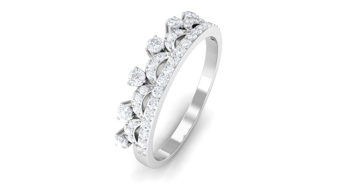 Natural Diamond Half Eternity Ring in Crown Style