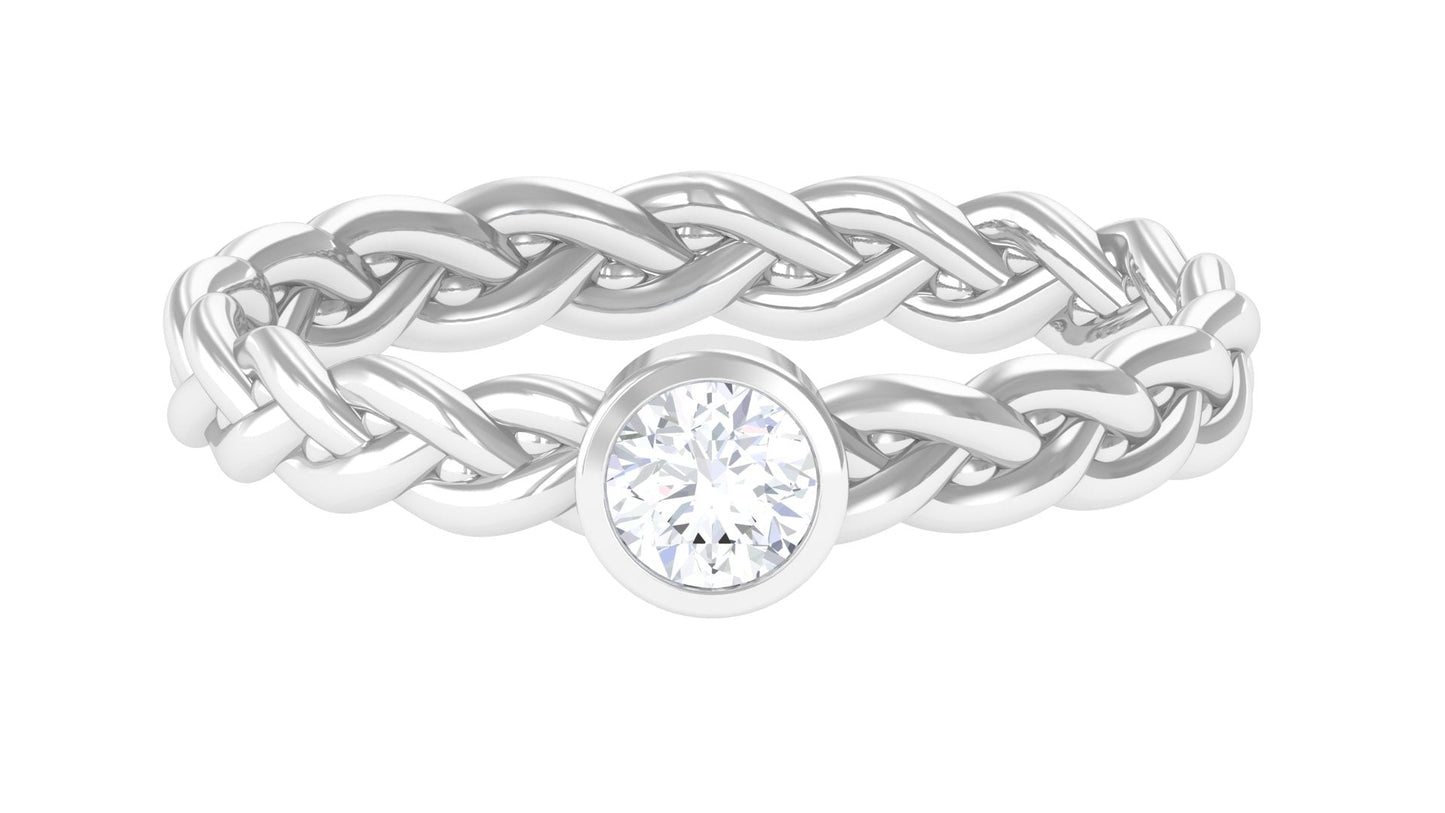 Real Diamond Promise Ring with Braided Shank