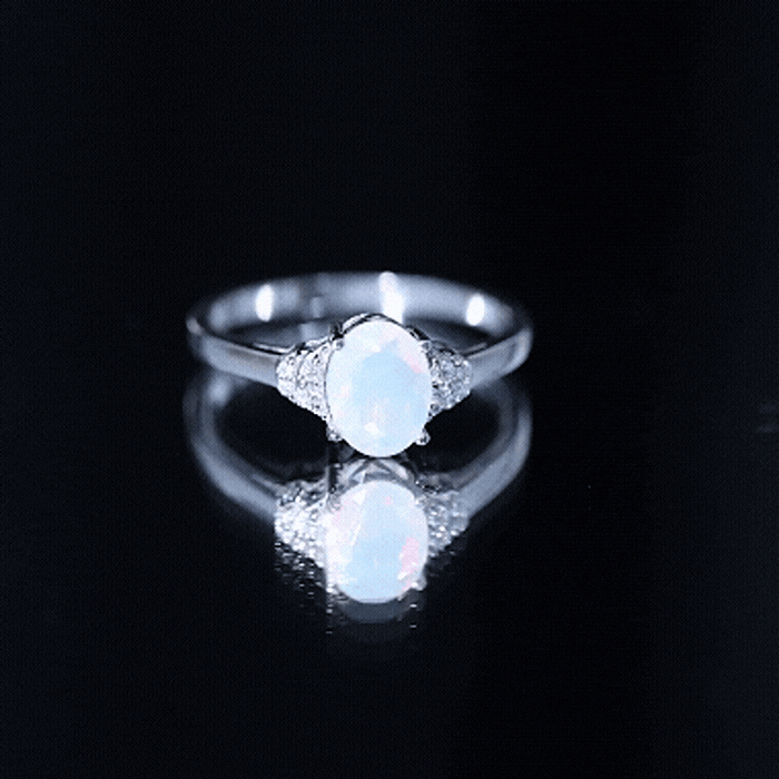 1 Carat Classic Ethiopian Opal Oval Engagement Ring