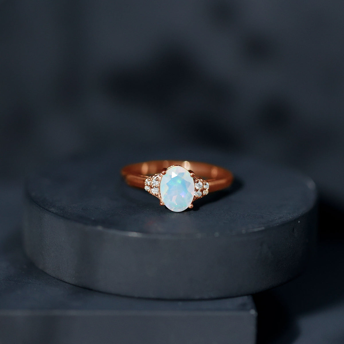 1 Carat Classic Ethiopian Opal Oval Engagement Ring