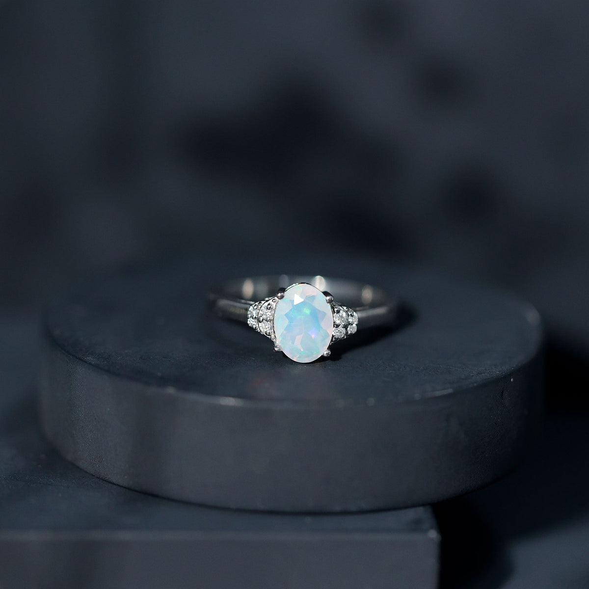 1 Carat Classic Ethiopian Opal Oval Engagement Ring