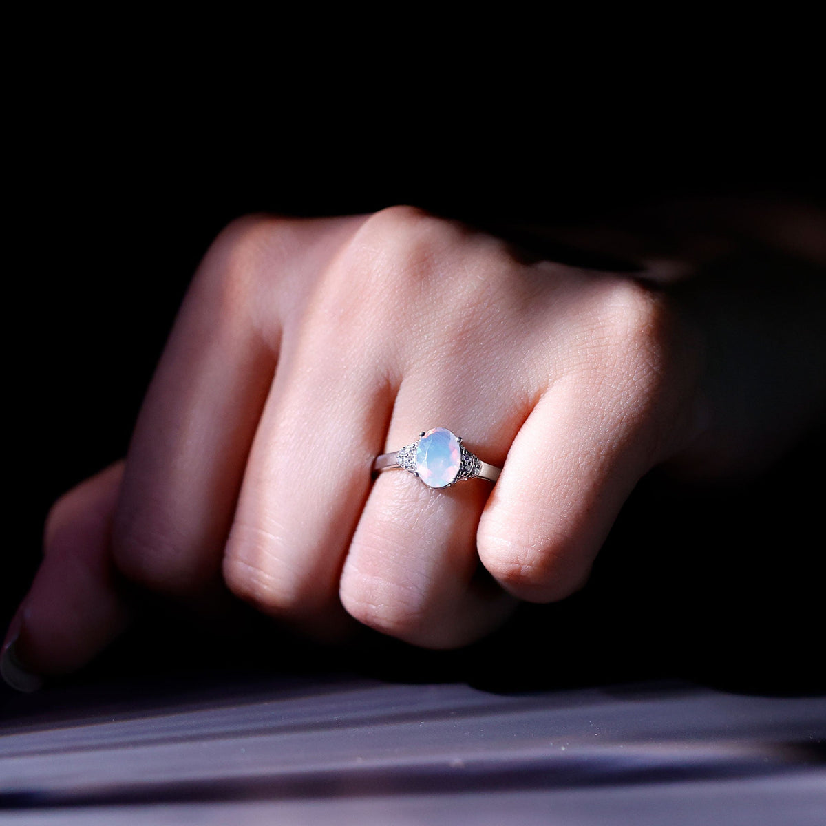 1 Carat Classic Ethiopian Opal Oval Engagement Ring