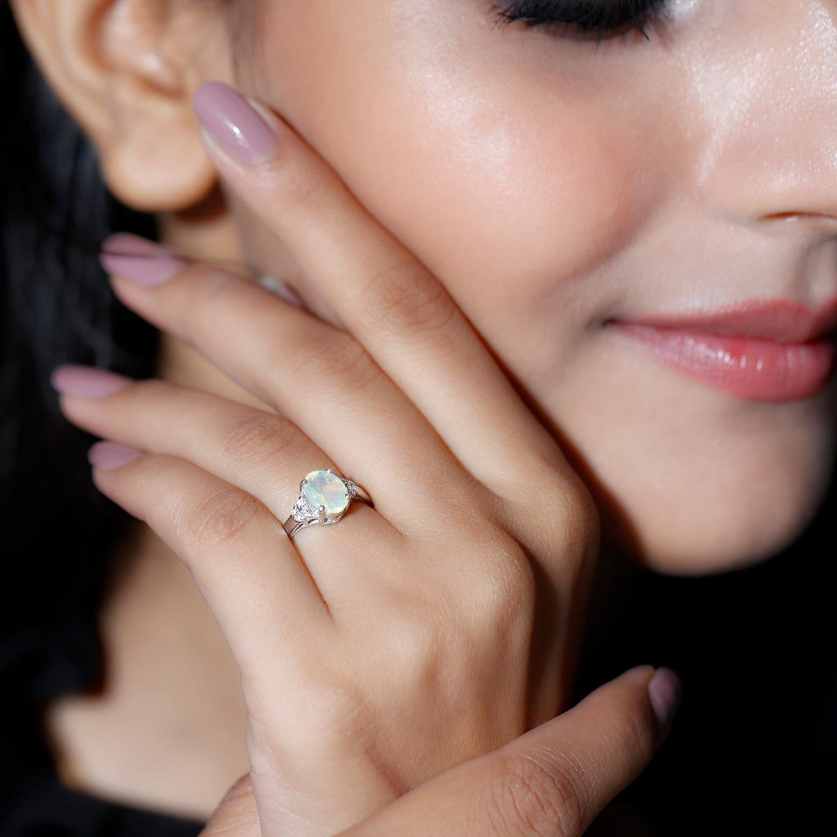 1 Carat Classic Ethiopian Opal Oval Engagement Ring