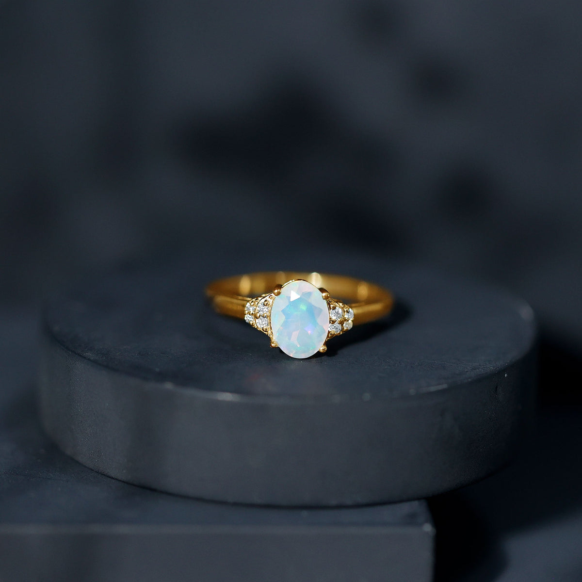 1 Carat Classic Ethiopian Opal Oval Engagement Ring