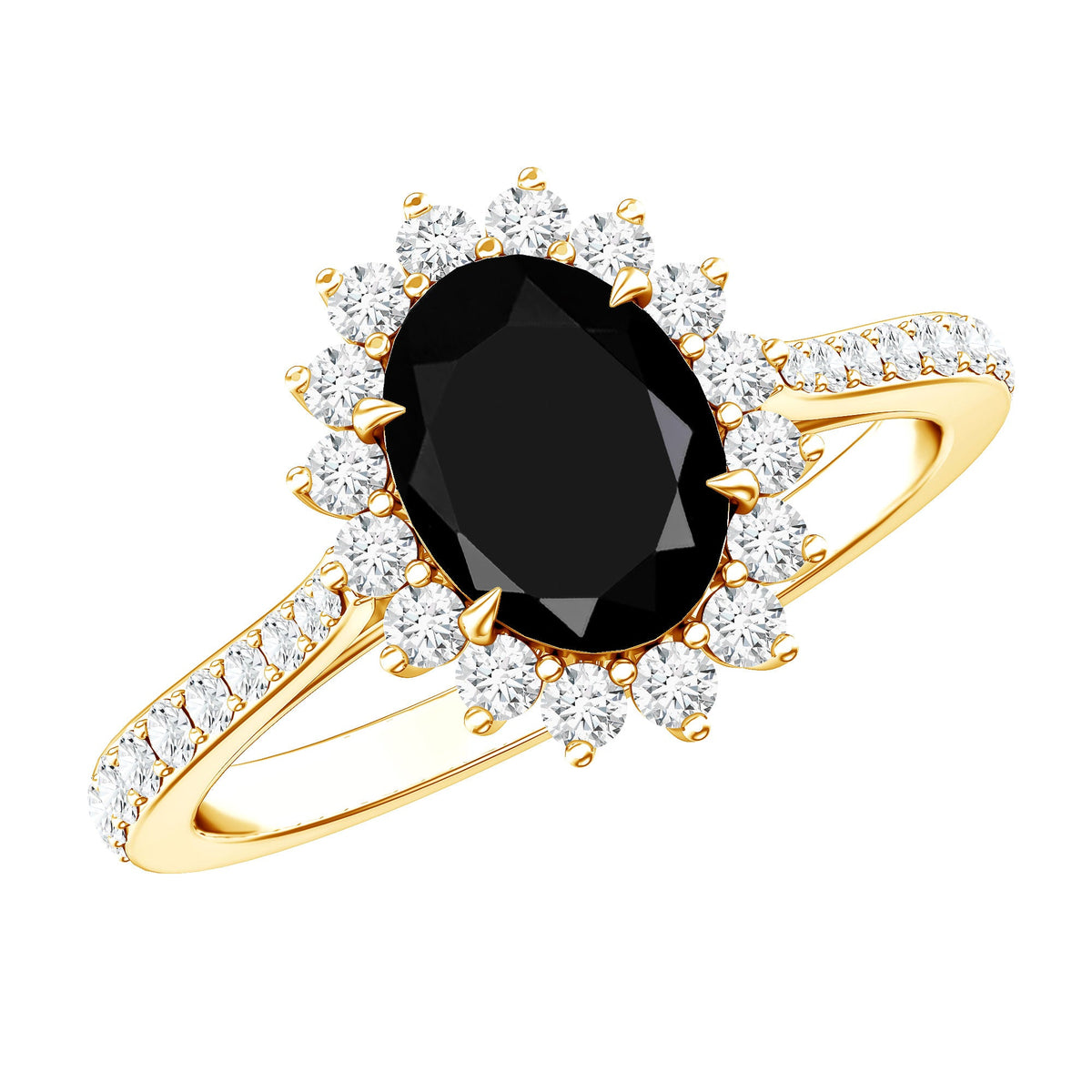 Certified 1.9 Carat Lab Grown Black Diamond Oval Engagement Ring with White Diamond