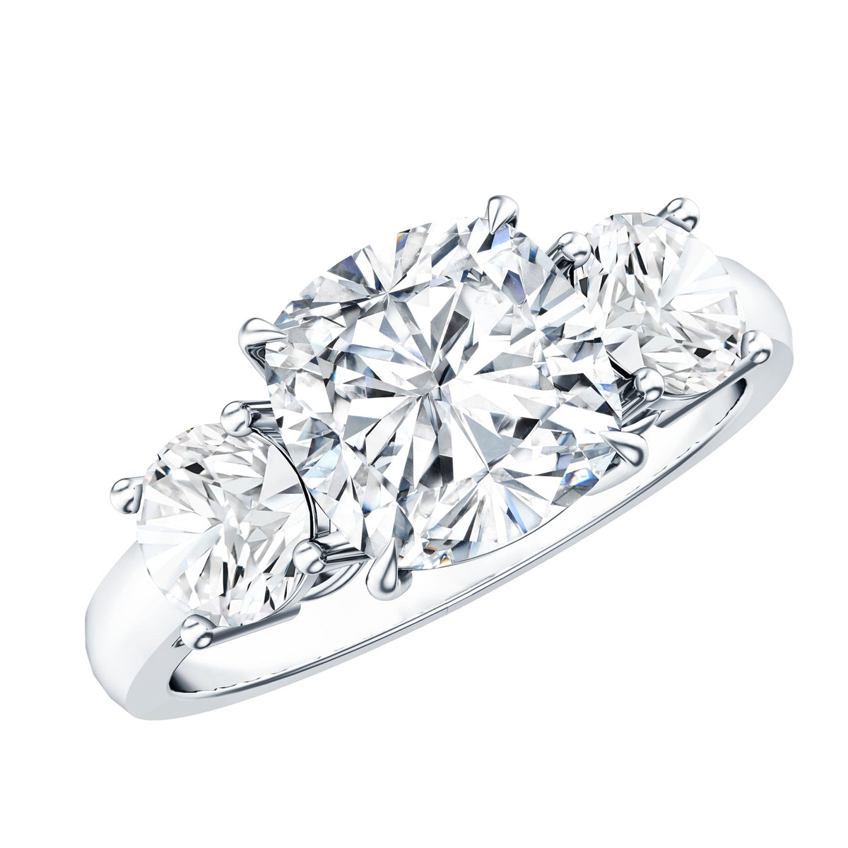 Three Stone Moissanite Engagement Ring with Certificate
