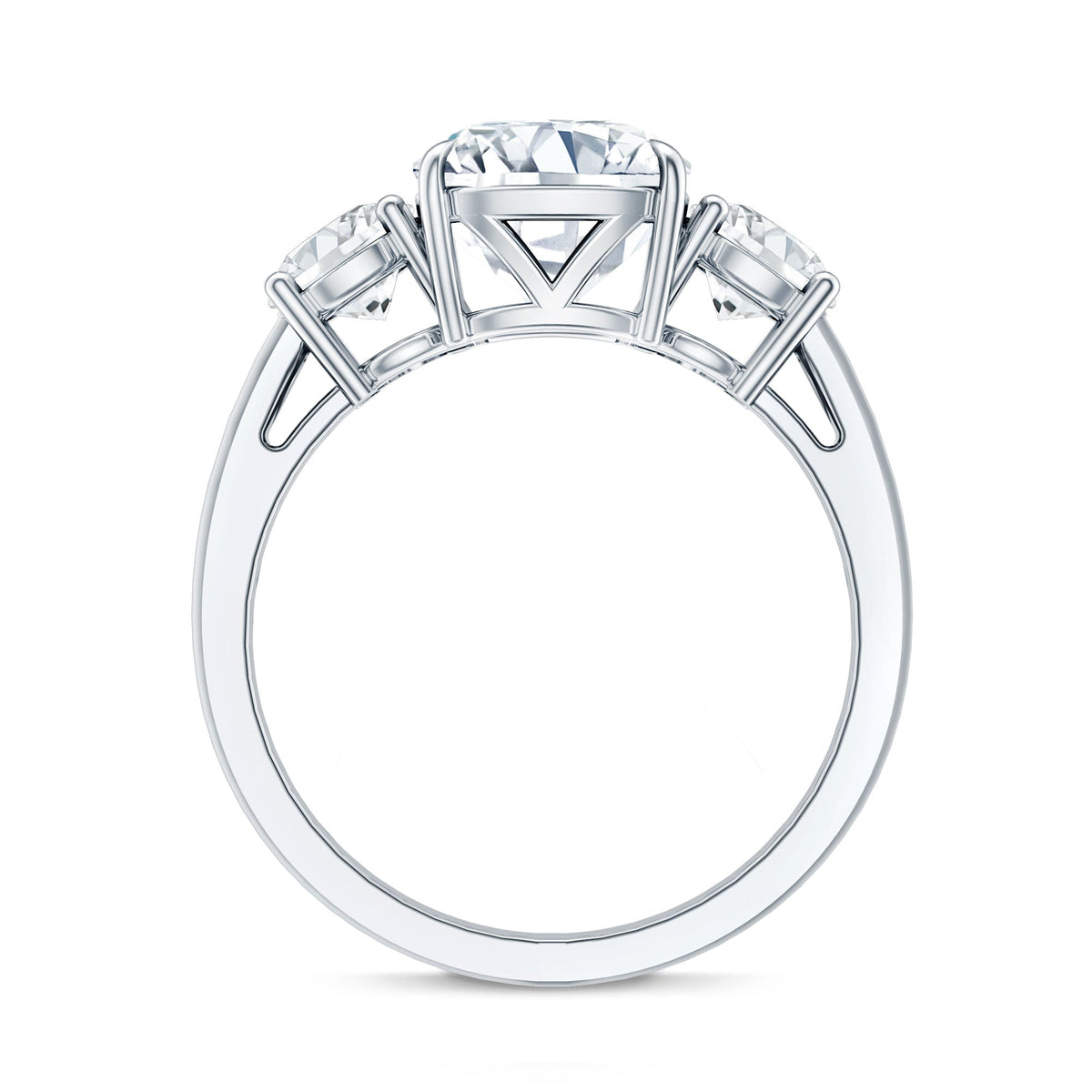 Three Stone Moissanite Engagement Ring with Certificate