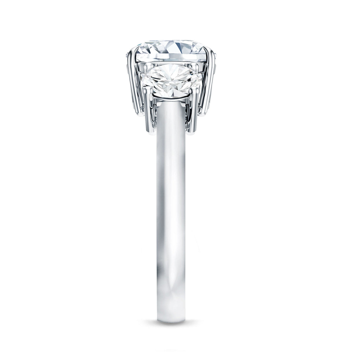 Three Stone Moissanite Engagement Ring with Certificate