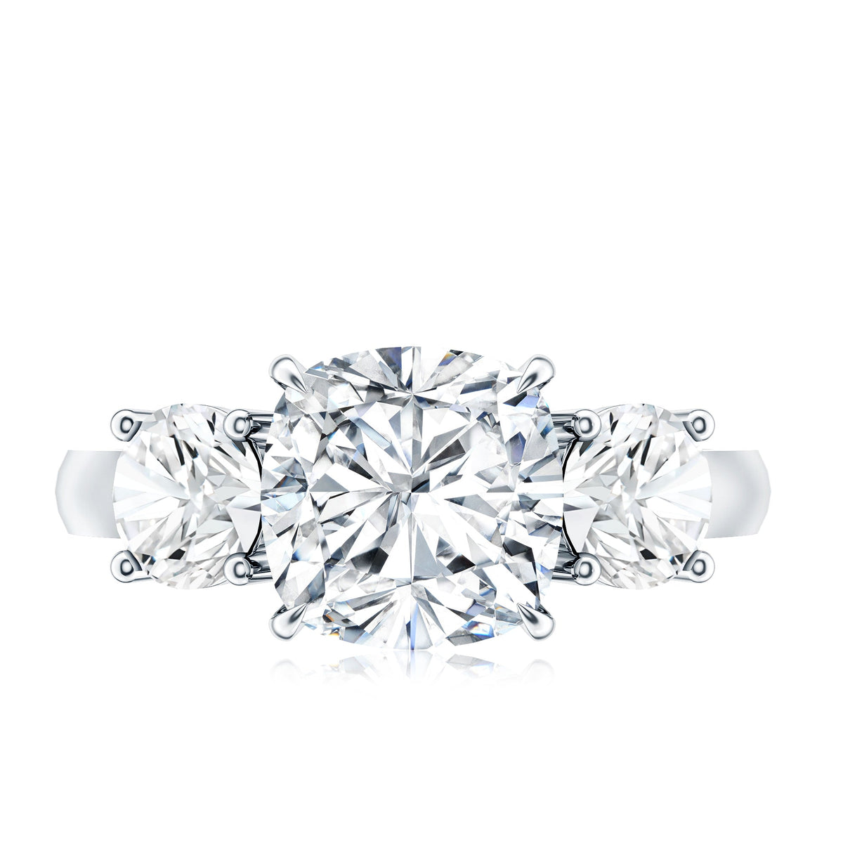 Three Stone Moissanite Engagement Ring with Certificate