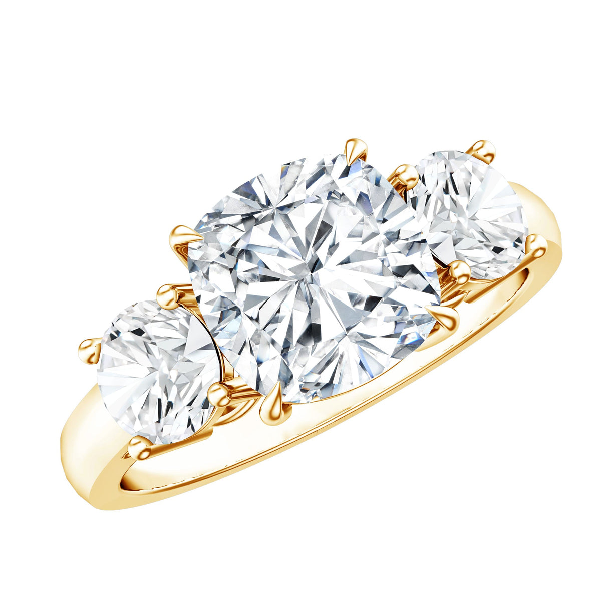 Three Stone Moissanite Engagement Ring with Certificate