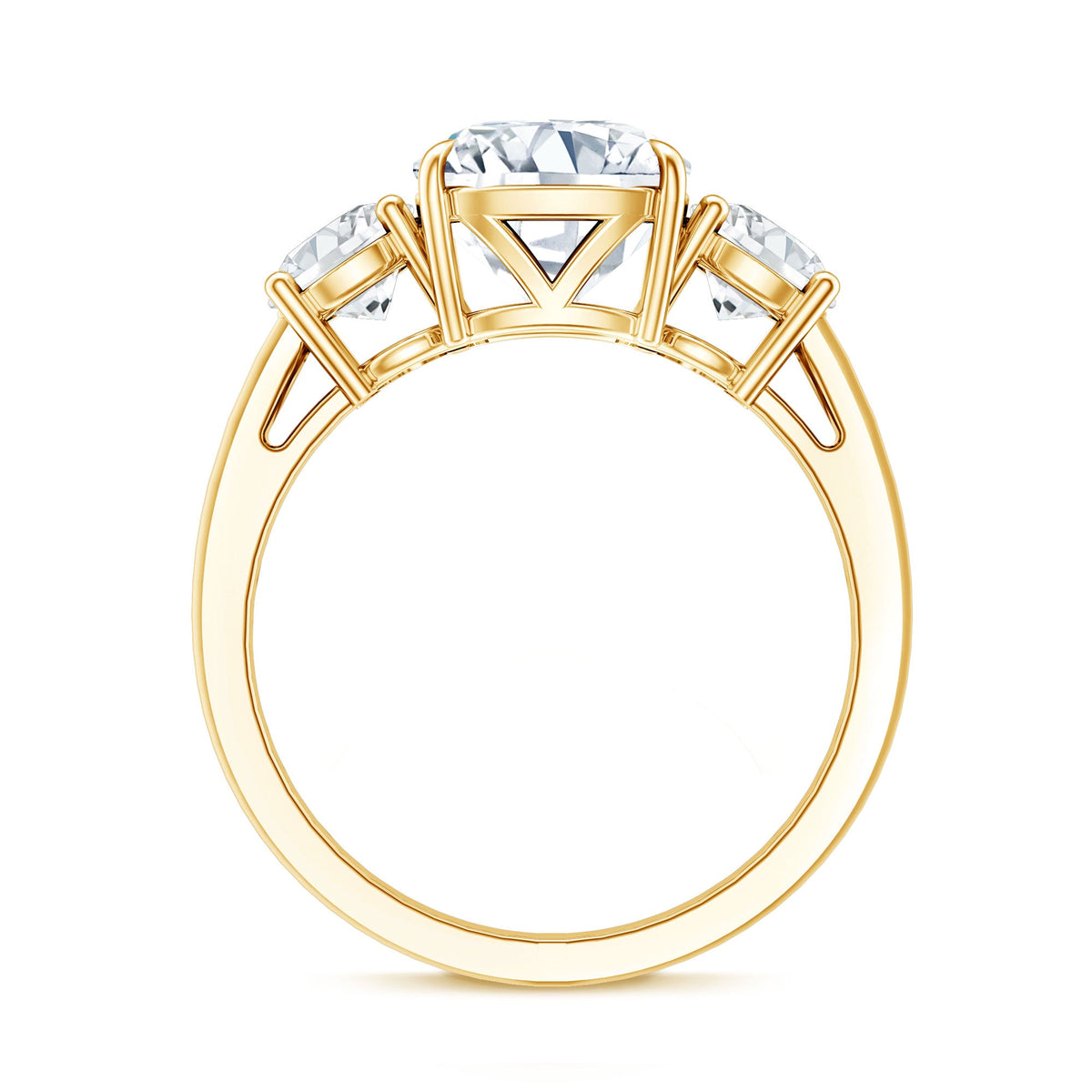 Three Stone Moissanite Engagement Ring with Certificate