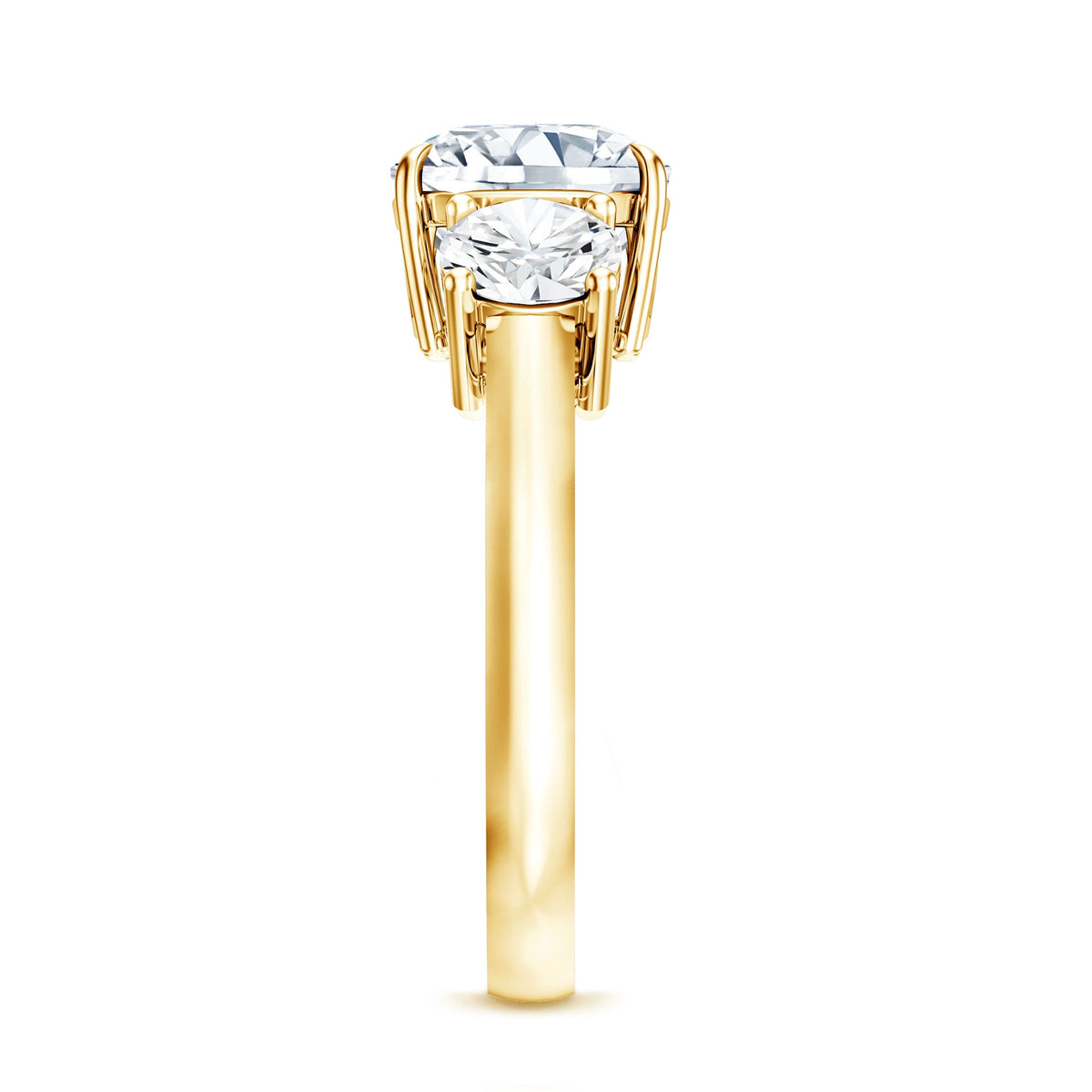 Three Stone Moissanite Engagement Ring with Certificate