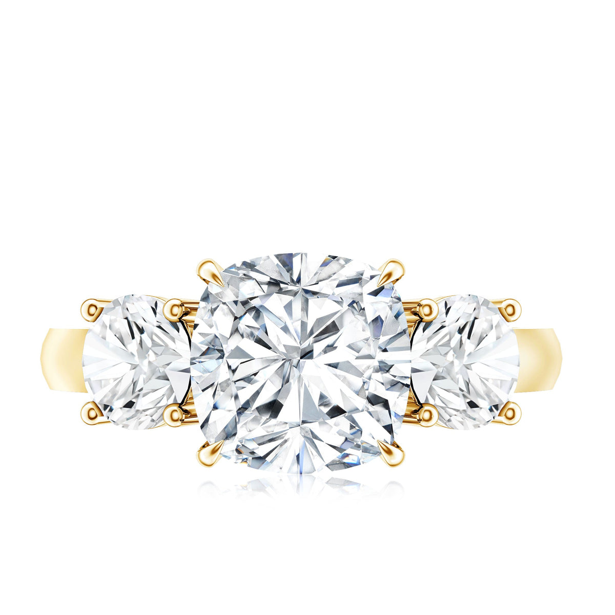 Three Stone Moissanite Engagement Ring with Certificate
