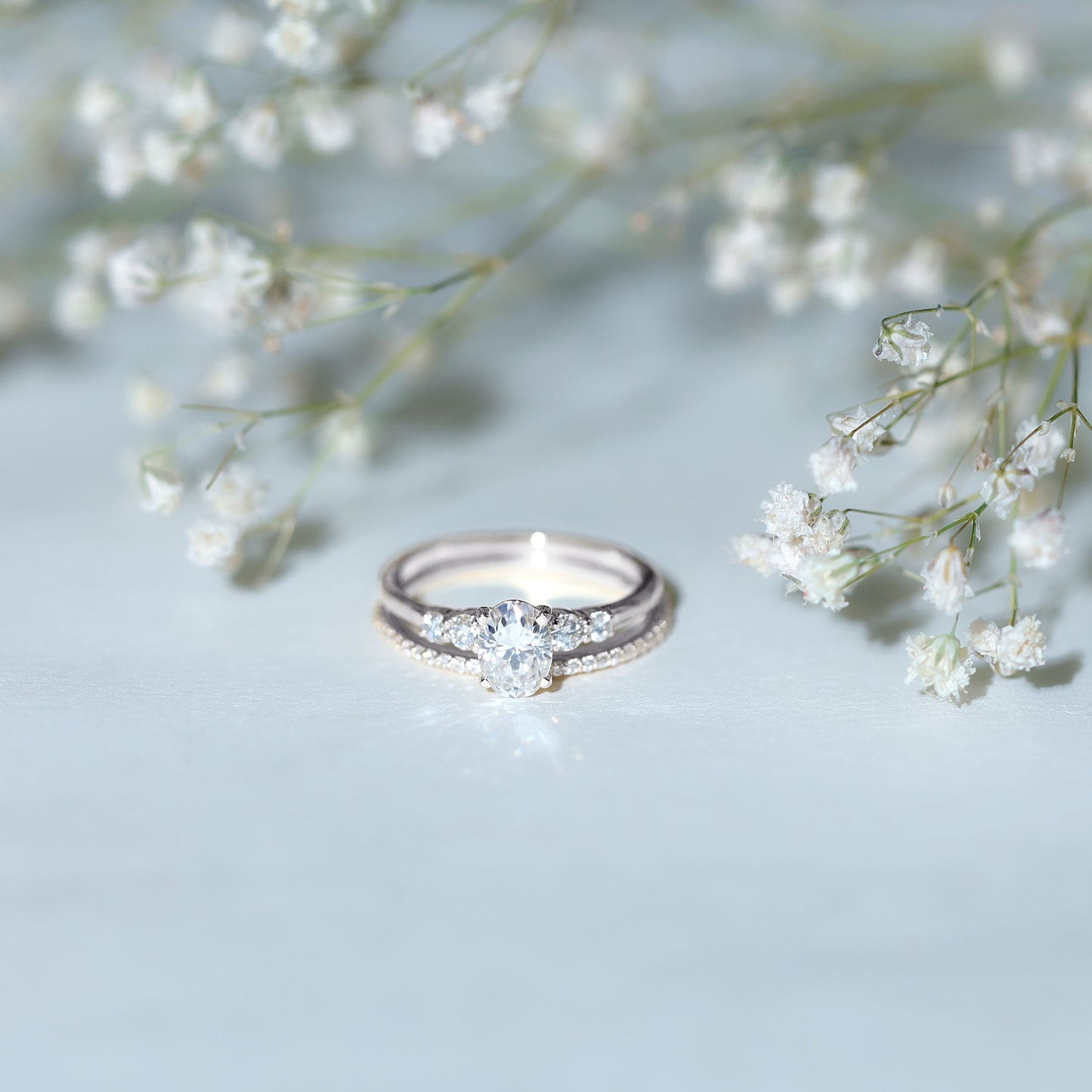 IGI Certified 1 Carat Lab Grown Diamond Engagement Ring with Wedding Band