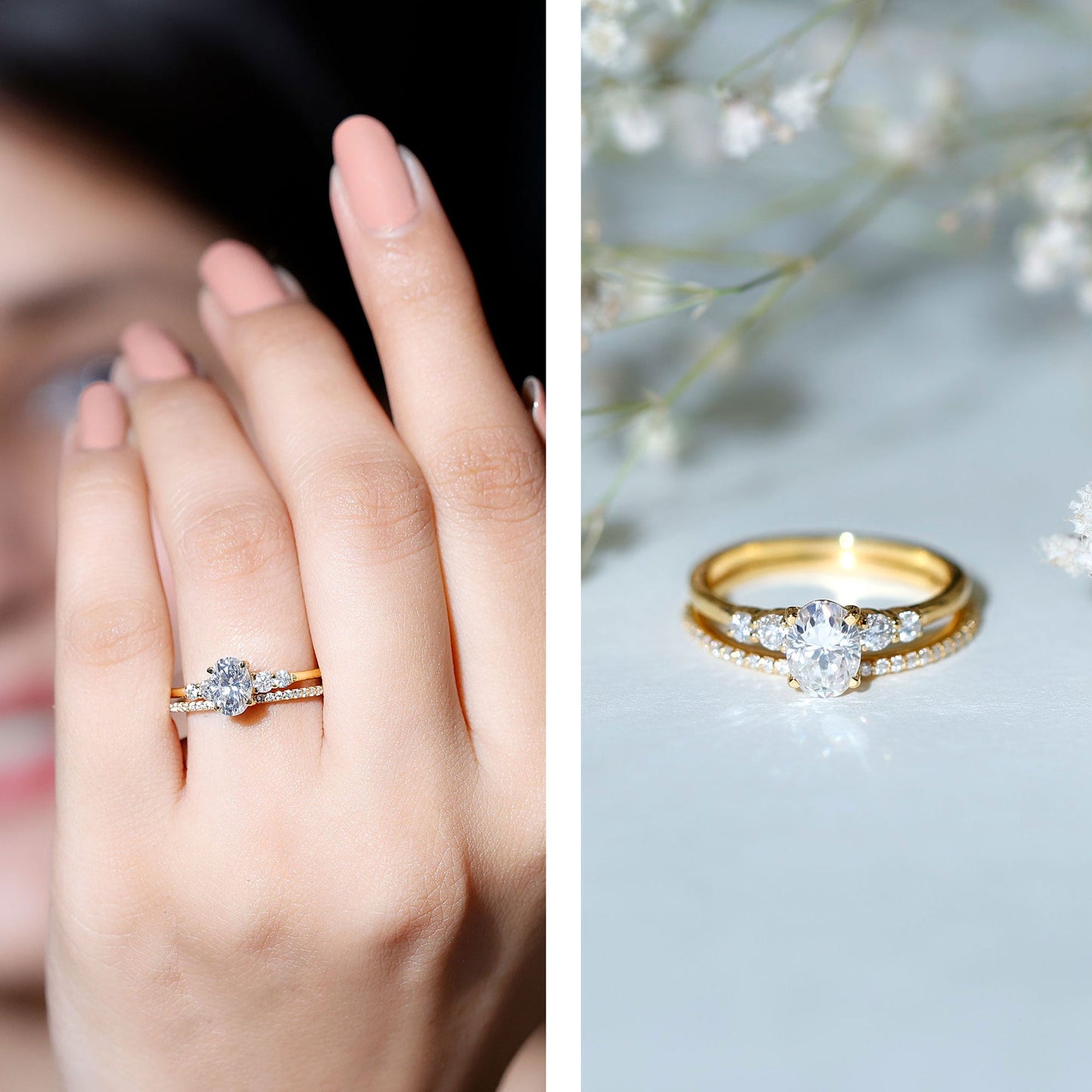 IGI Certified 1 Carat Lab Grown Diamond Engagement Ring with Wedding Band