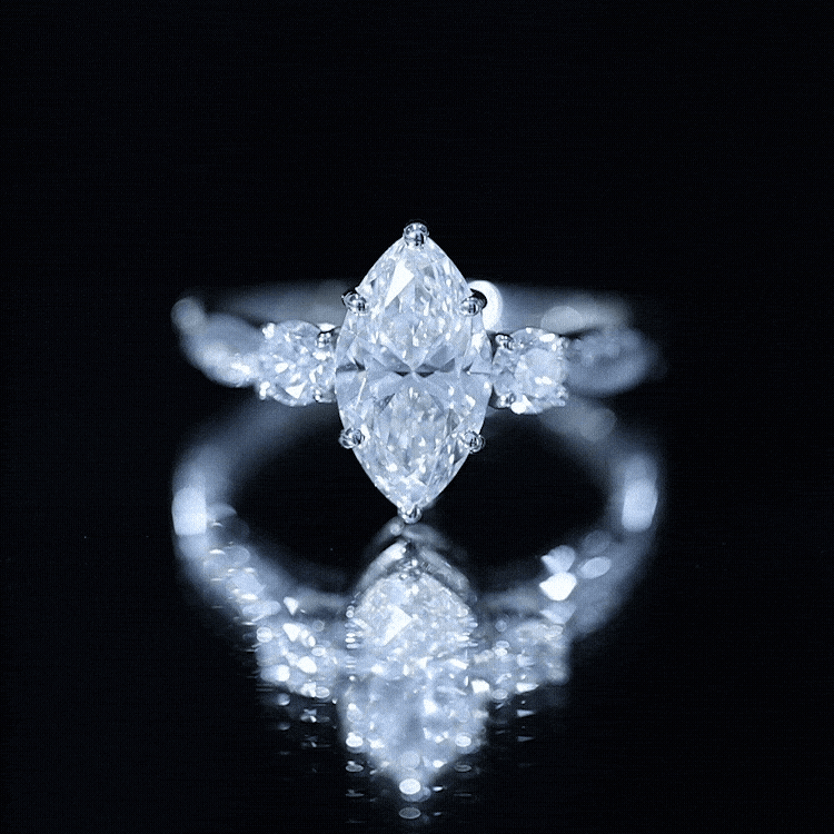 2 Carat Marquise Cut Lab Grown Diamond Crossover Engagement Ring with IGI Certificate