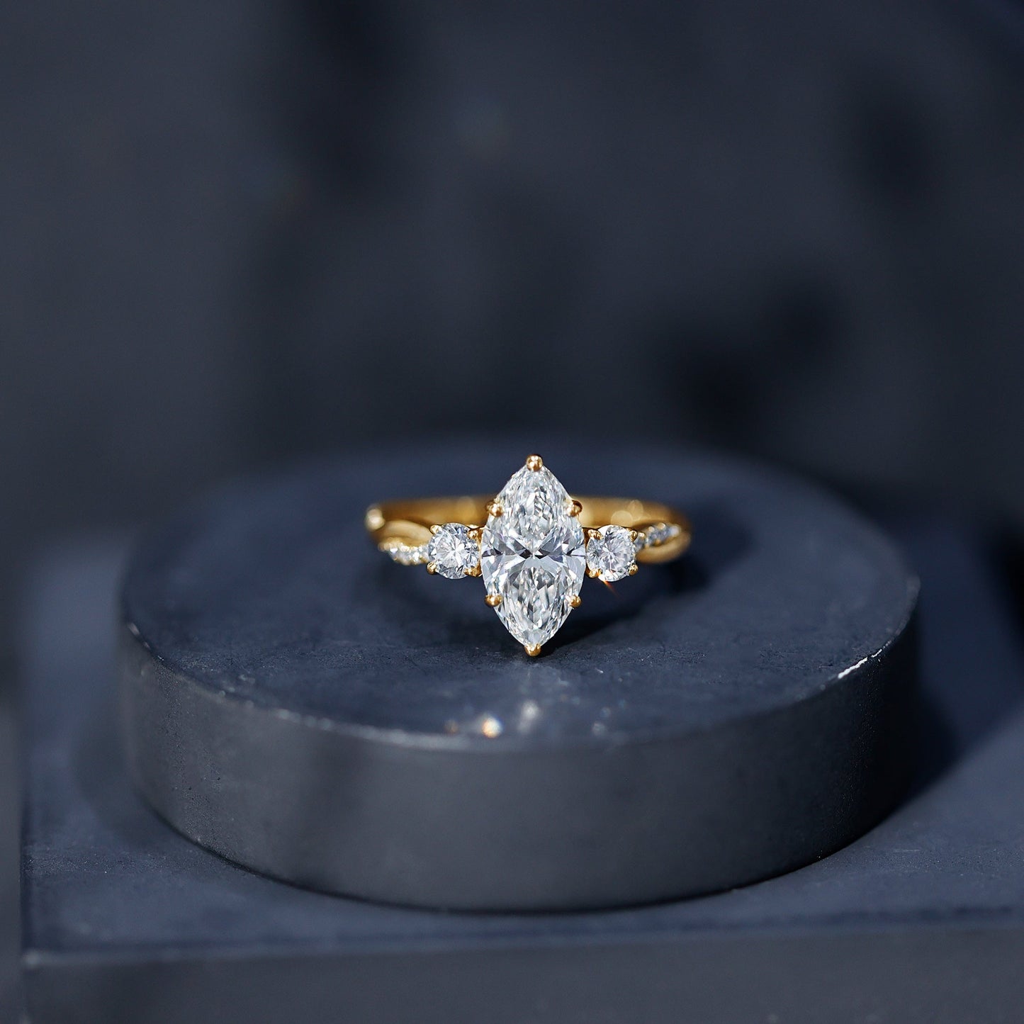 2 Carat Marquise Cut Lab Grown Diamond Crossover Engagement Ring with IGI Certificate