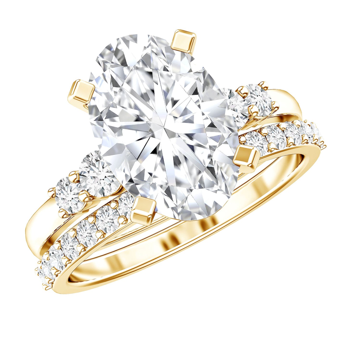 4 Carat Oval Wedding Ring Set with IGI Certified Lab Grown Diamond