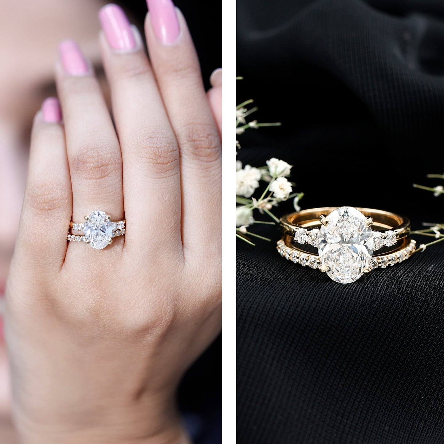 4 Carat Oval Wedding Ring Set with IGI Certified Lab Grown Diamond