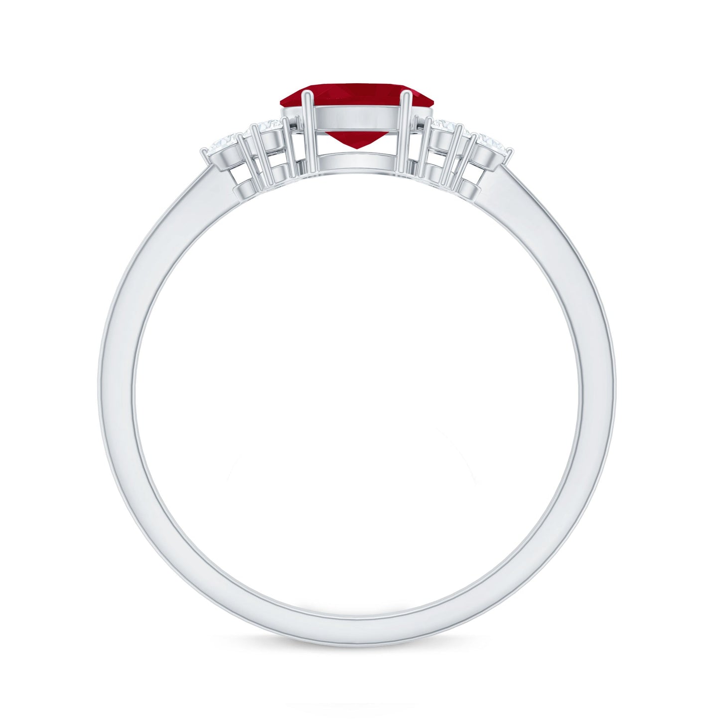 East West Style 0.6 Carat Ruby Oval Promise Ring with Diamond