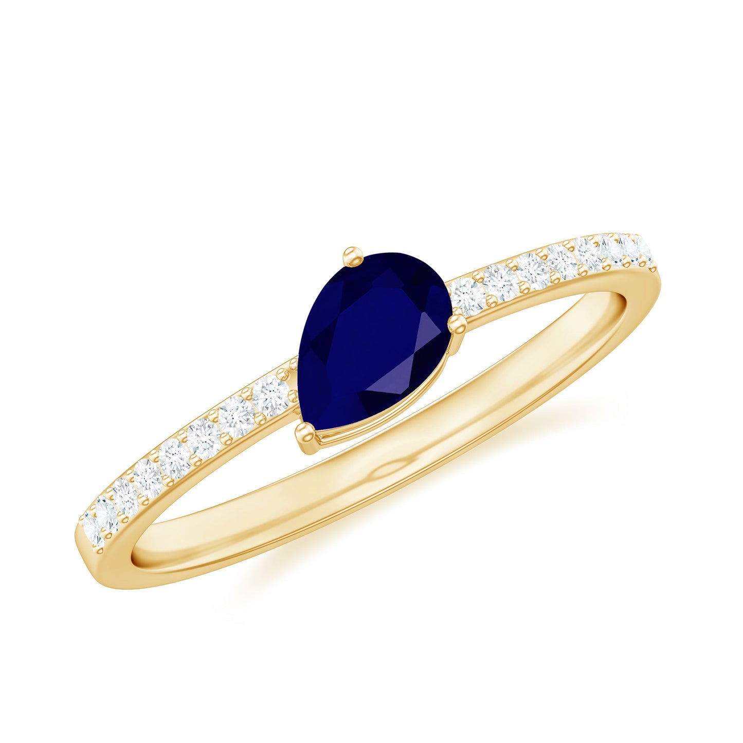 Natural 0.5 Carat Blue Sapphire Promise Ring with Diamond