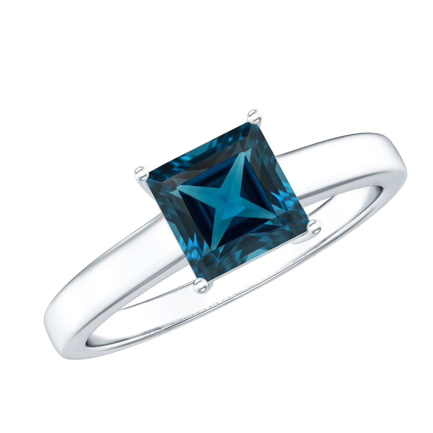 1 Carat Princess Cut London Blue Topaz Solitaire Ring