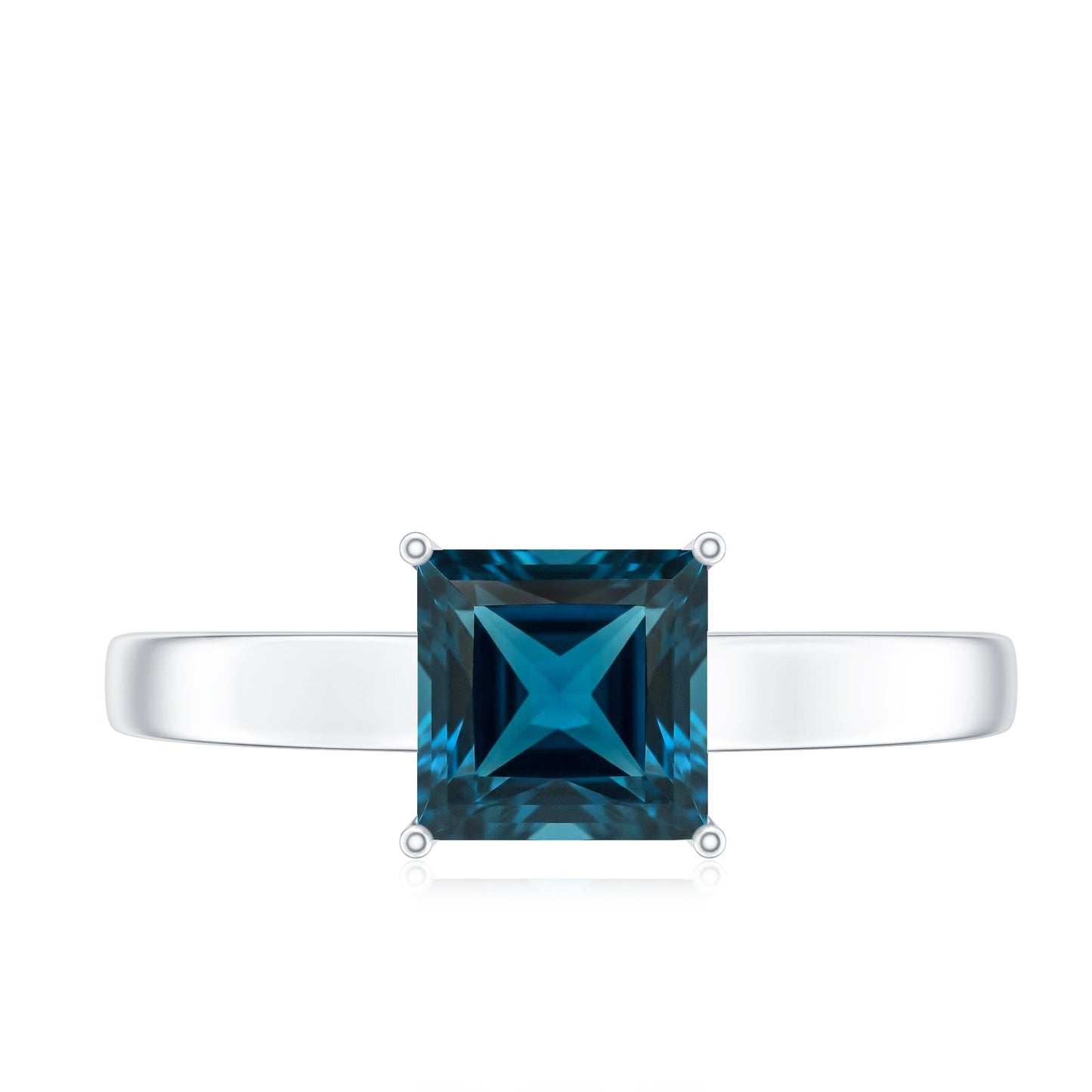 1 Carat Princess Cut London Blue Topaz Solitaire Ring